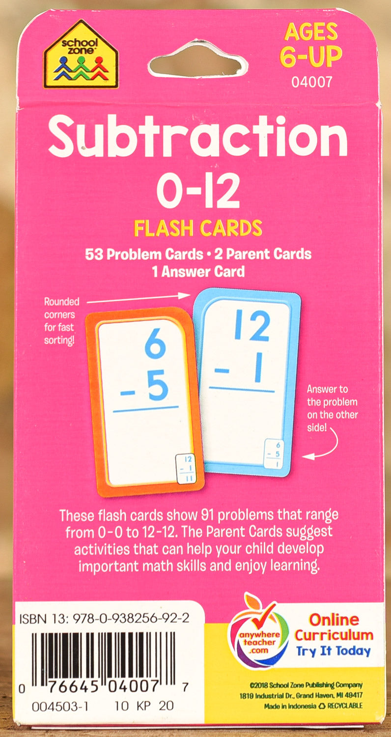 Flash Cards School Zone - Subtraction 0 - 12