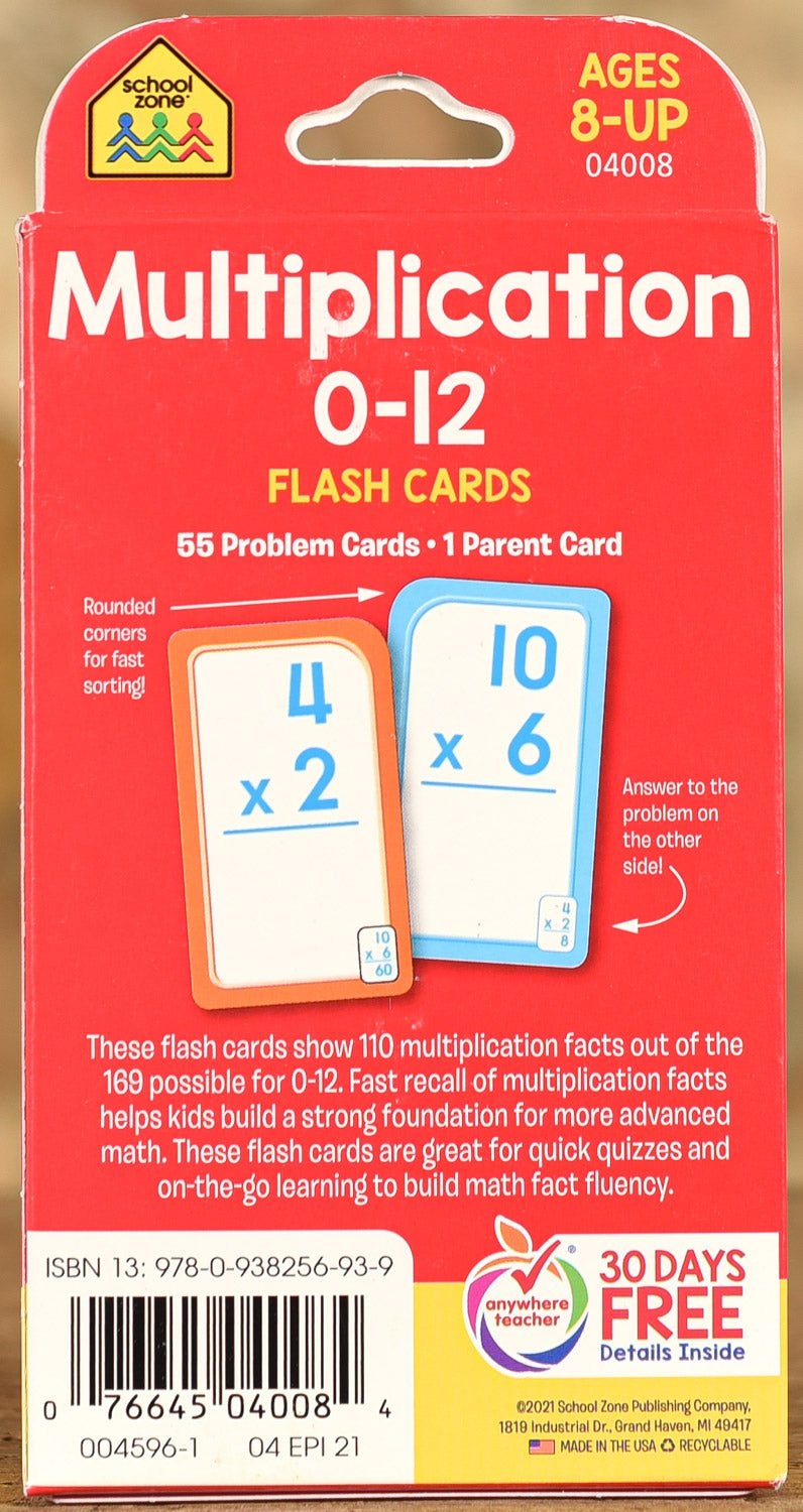 Flash Cards School Zone - Multiplication 0 - 12