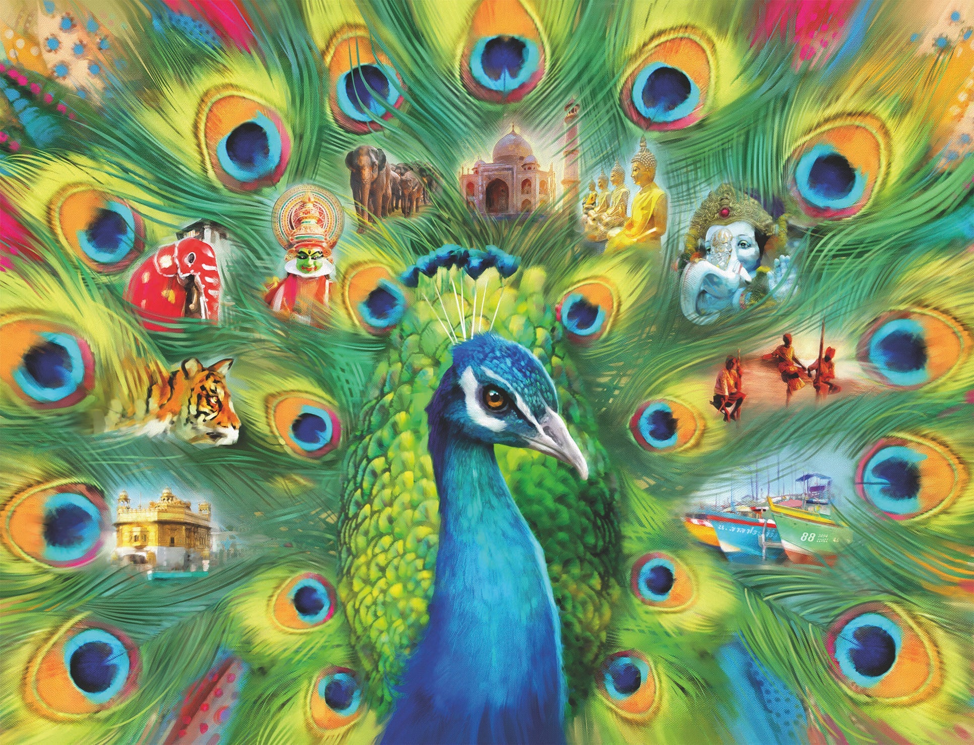  Land Of The Peacock 2000 Piece Puzzle