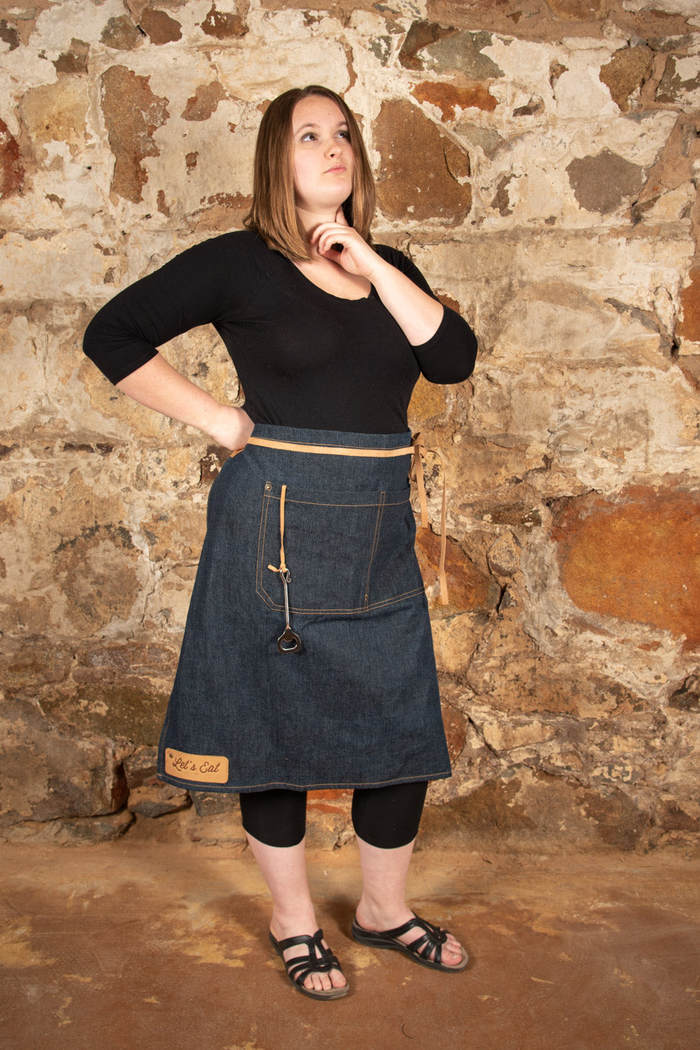  Apron Let's Eat! Denim & Leather