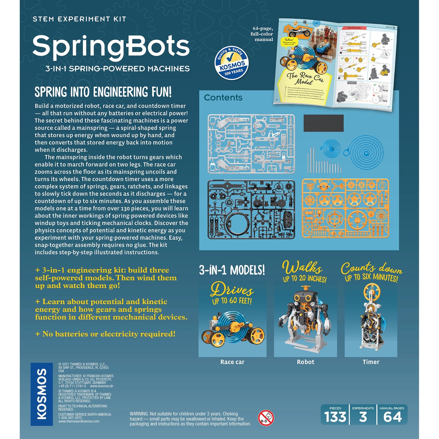  SpringBots: 3-in-1 Spring-Powered Machines - STEM Experiment Kit