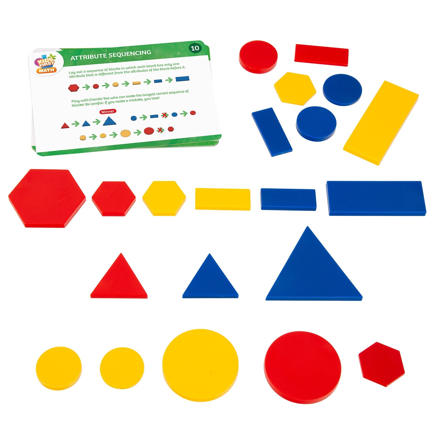  Kids First Math - Attribute Blocks Math Kit With Activity Cards