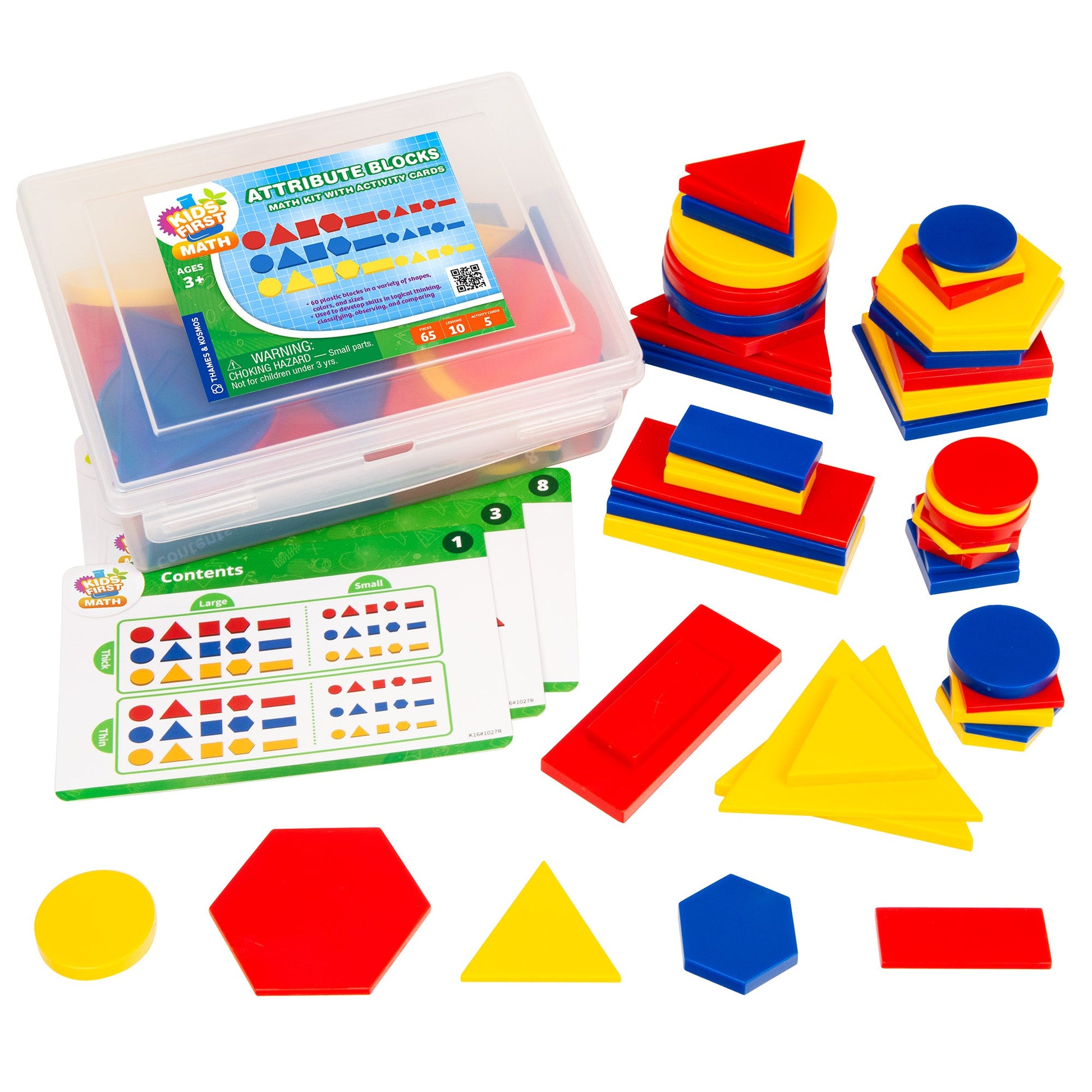  Kids First Math - Attribute Blocks Math Kit With Activity Cards