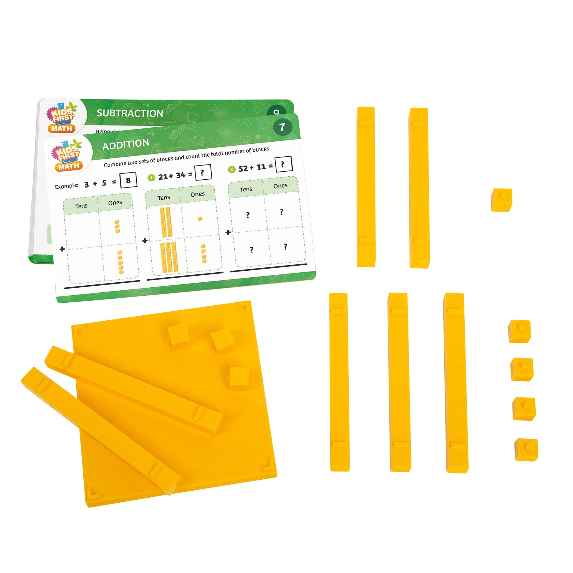  Kids First Math - Base Ten Blocks Math Kit With Activity Cards