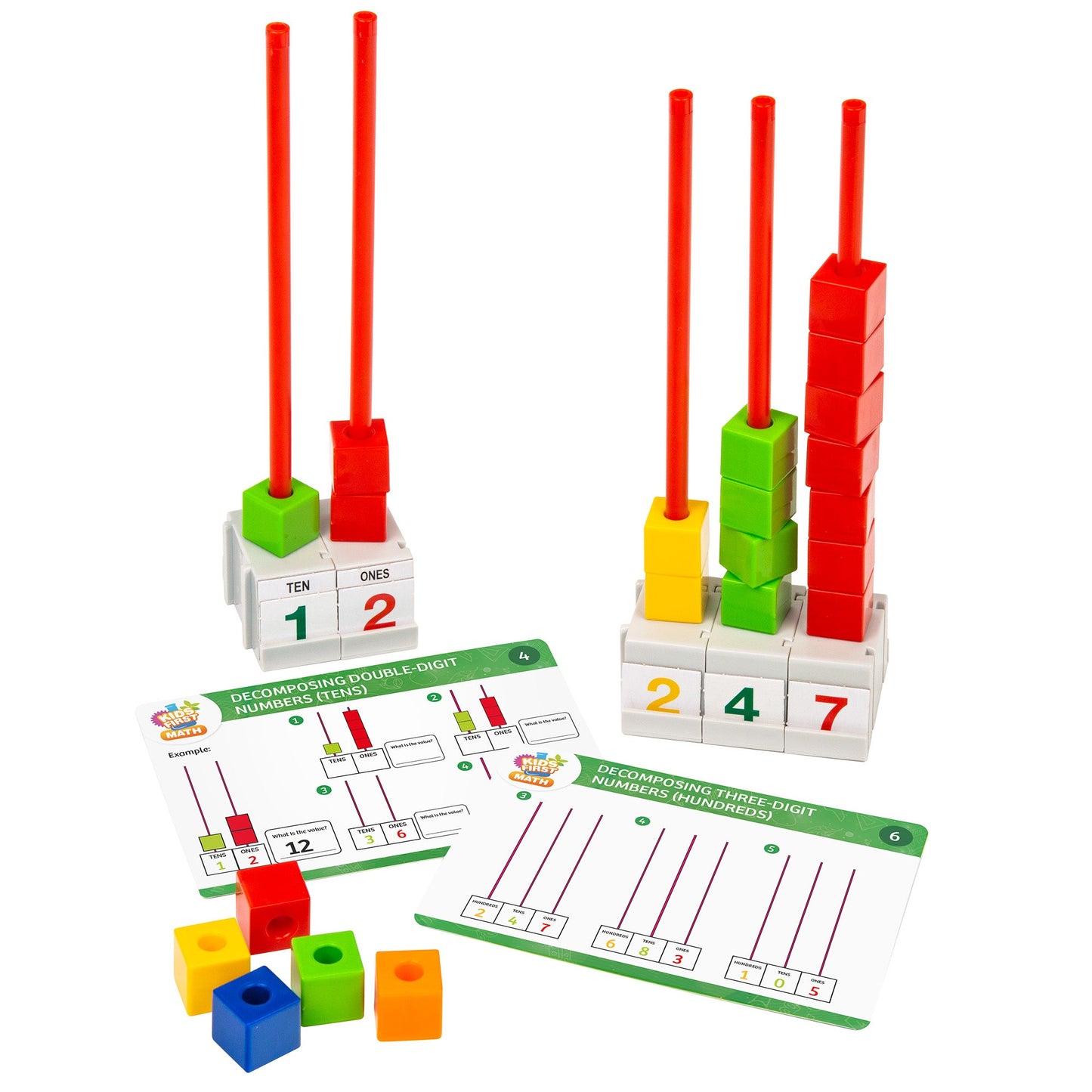  Kids First Math - Stacking Block Abacus Math Kit With Activity Cards