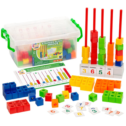  Kids First Math - Stacking Block Abacus Math Kit With Activity Cards