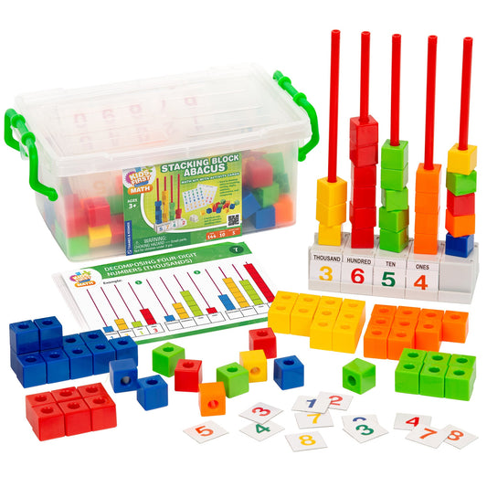  Kids First Math - Stacking Block Abacus Math Kit With Activity Cards