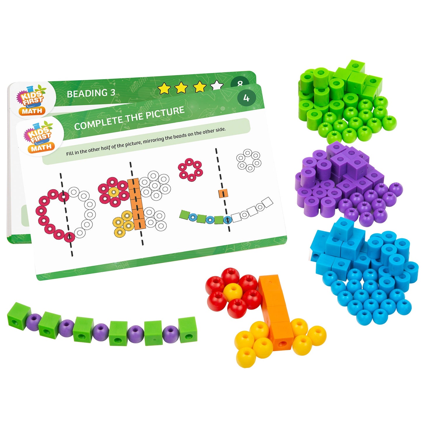  Kids First Math - Lacing Beads Math Kit With Activity Cards