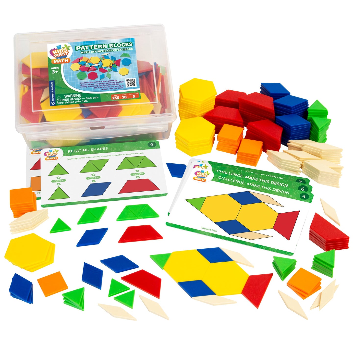  Kids First Math - Pattern Blocks Math Kit With Activity Cards
