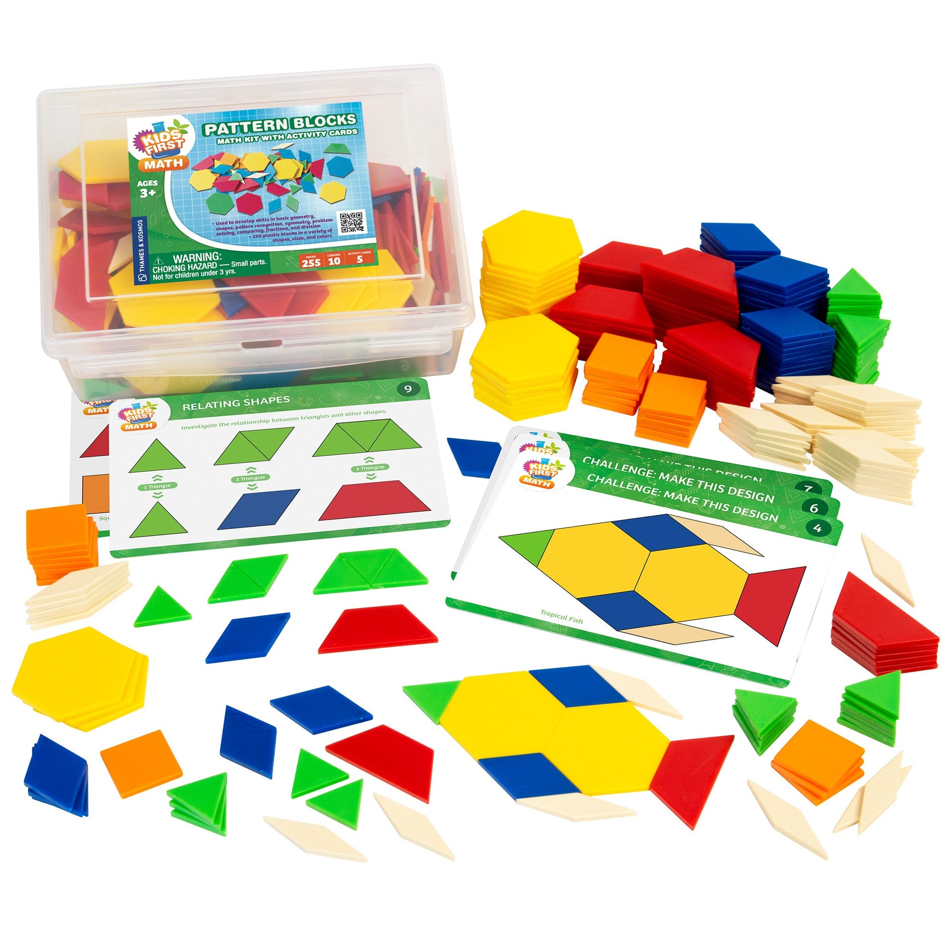  Kids First Math - Pattern Blocks Math Kit With Activity Cards