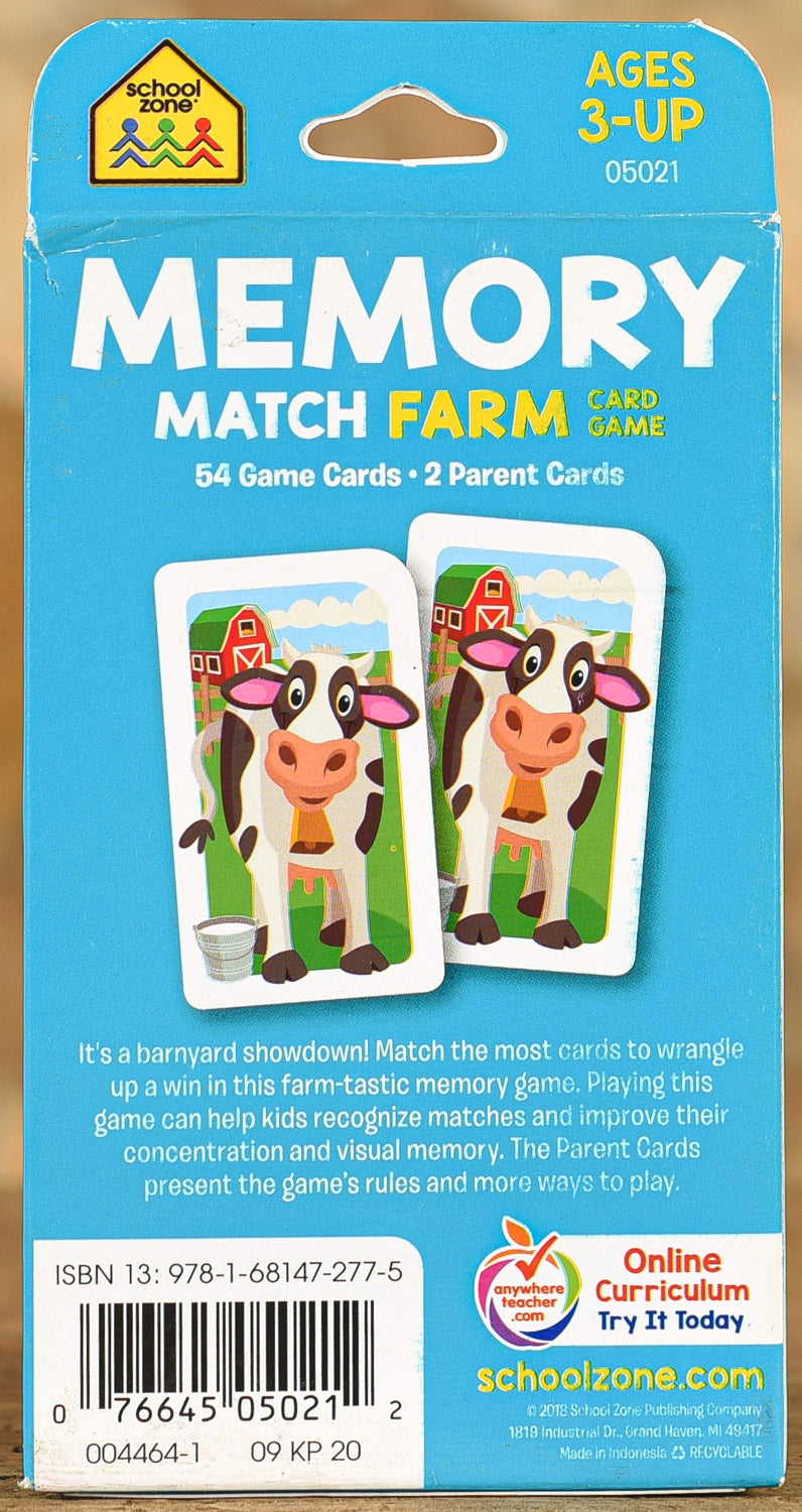  Card Game School Zone - Memory Match Farm