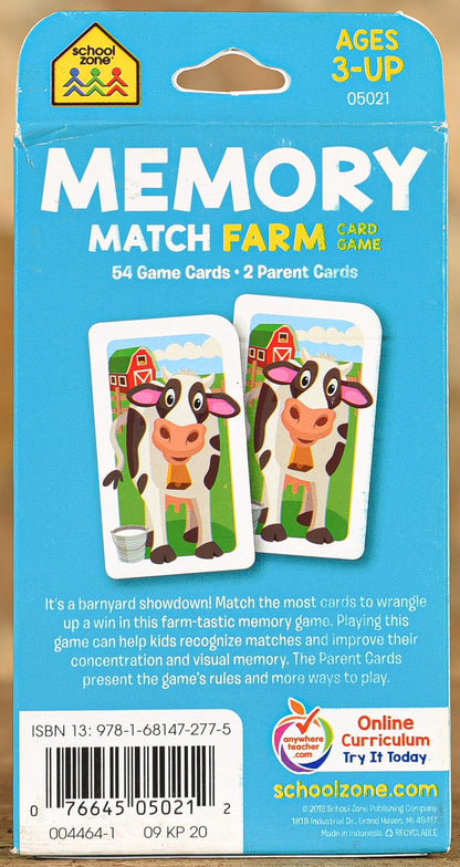  Card Game School Zone - Memory Match Farm