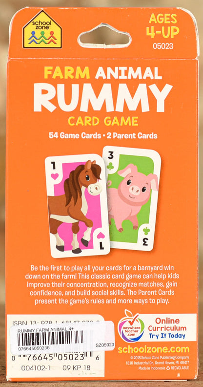  Card Game School Zone - Farm Animal Rummy