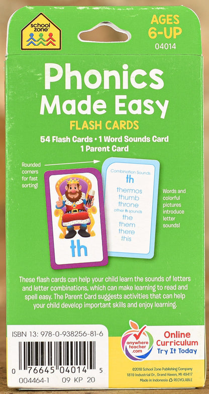  Flash Cards School Zone - Phonics Made Easy