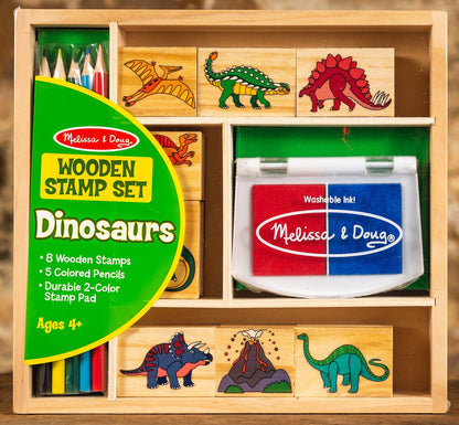  Wooden Stamp Set - Dinosaurs
