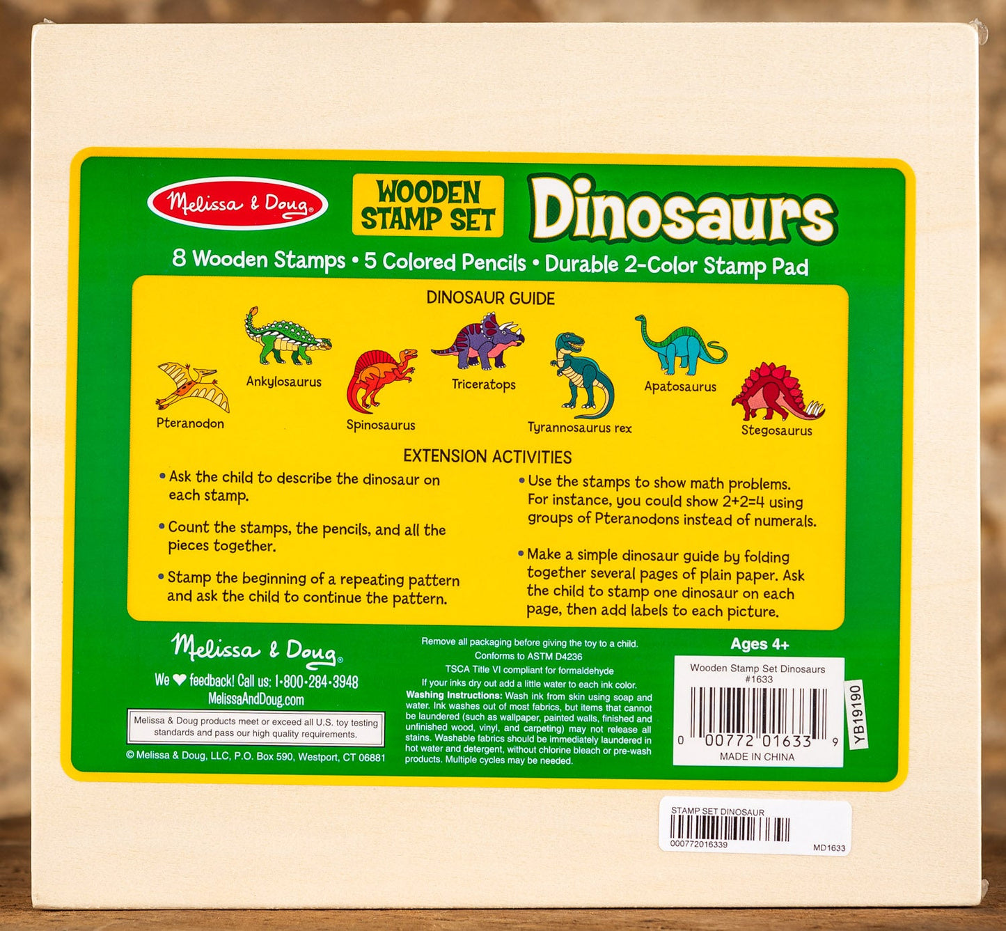  Wooden Stamp Set - Dinosaurs