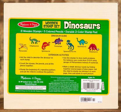  Wooden Stamp Set - Dinosaurs