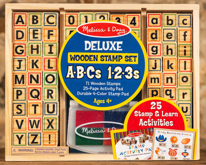  Wooden Stamp Set - Deluxe ABC's & 123's