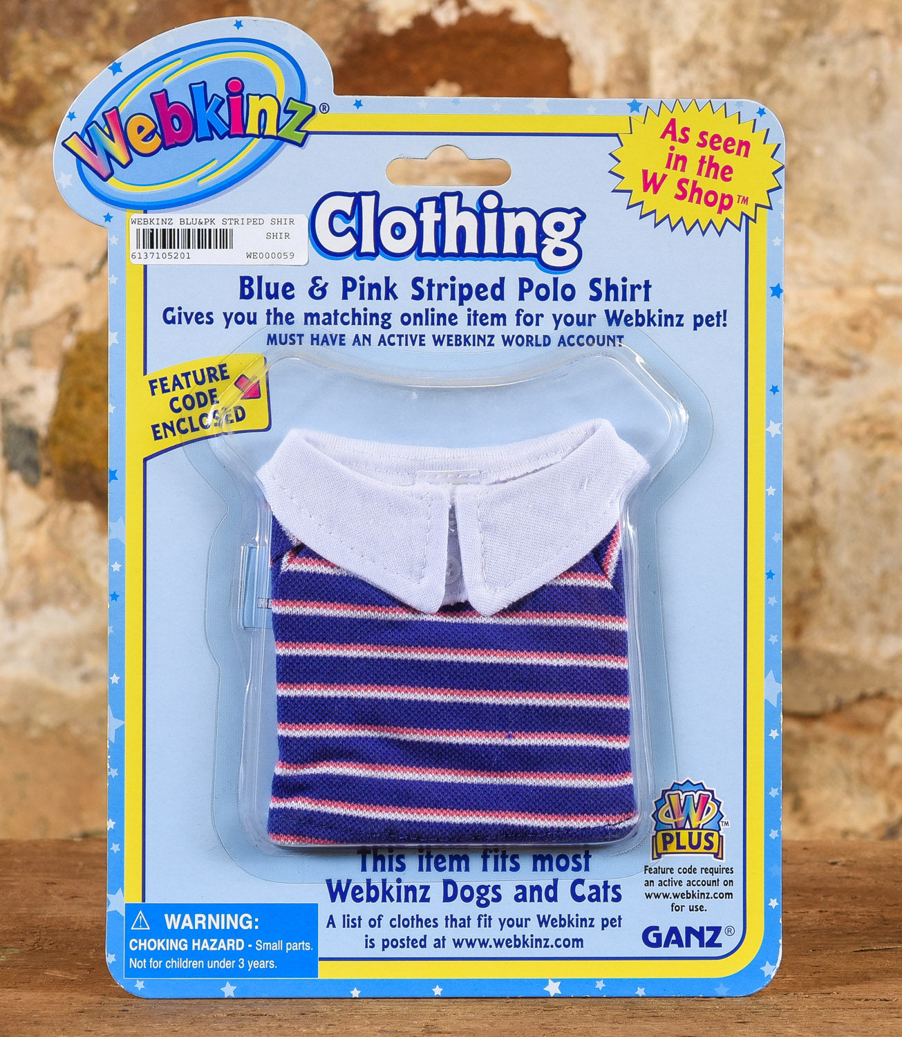  Webkinz - Blue & Pink Striped Polo Shirt