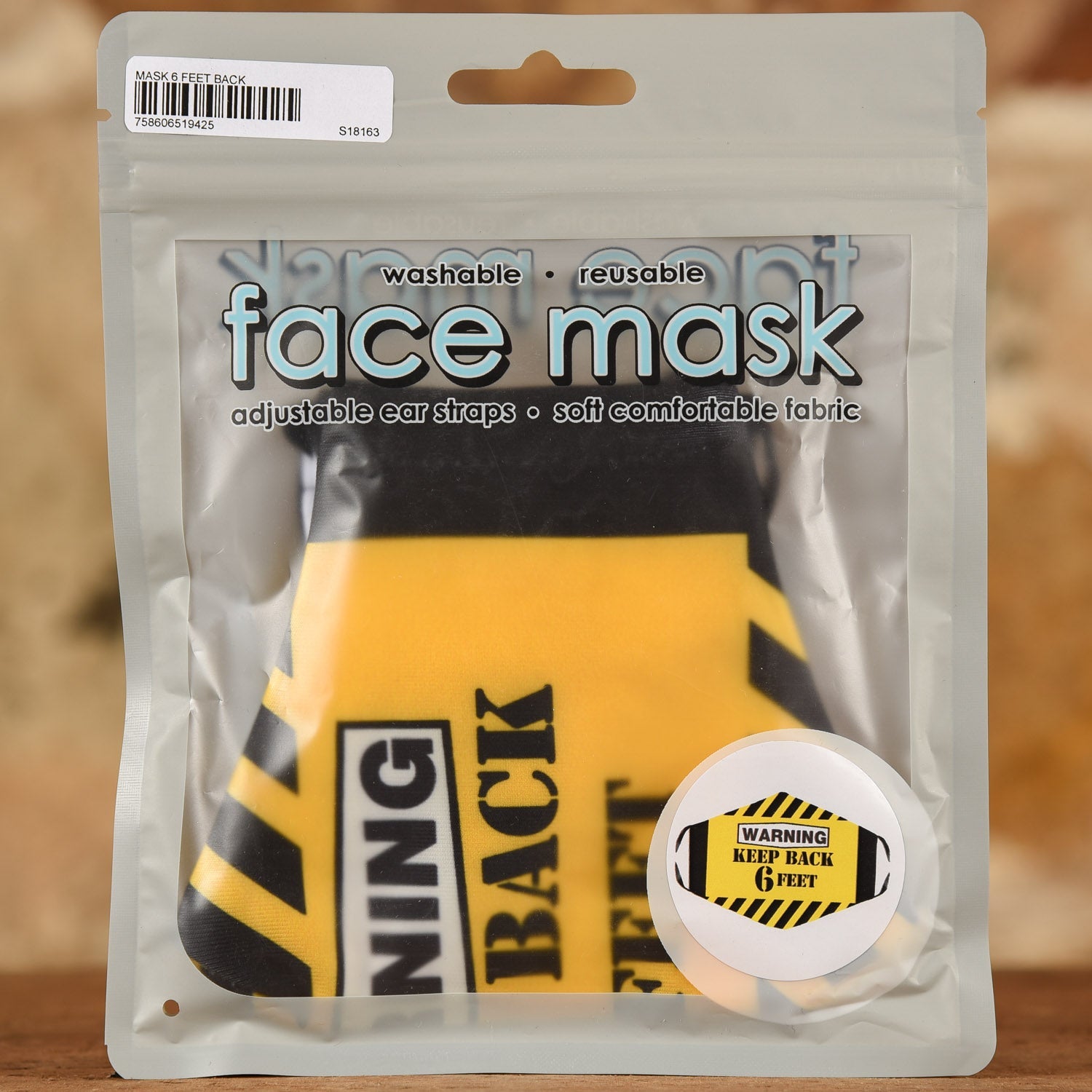  Keep 6 Feet Back Mask- Adult Size