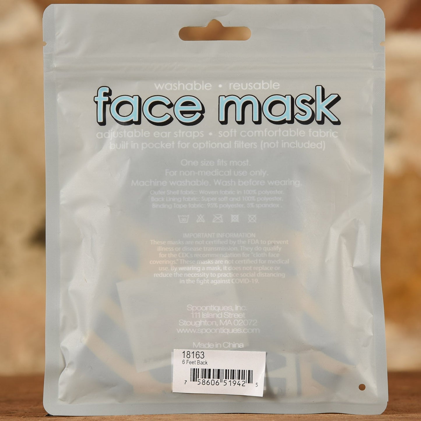  Keep 6 Feet Back Mask- Adult Size