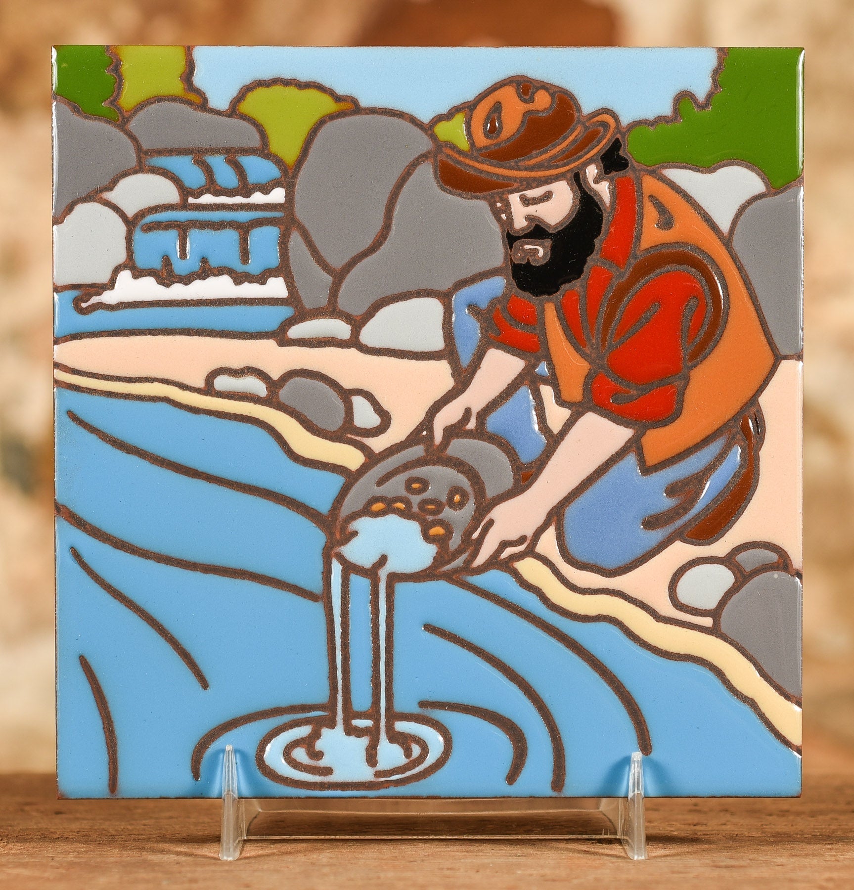  Decorative Tile - Miner Gold Panning