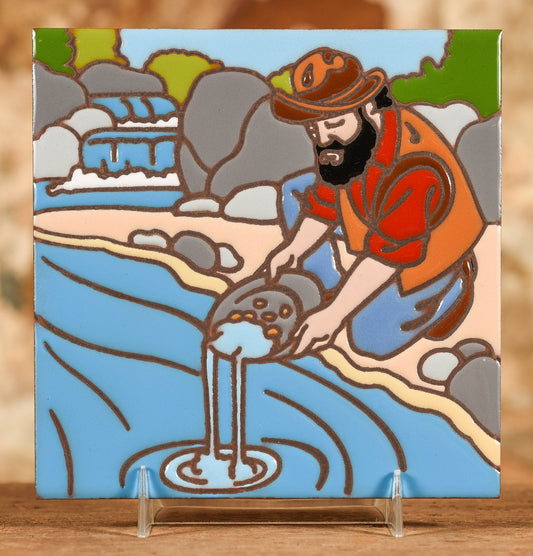  Decorative Tile - Miner Gold Panning