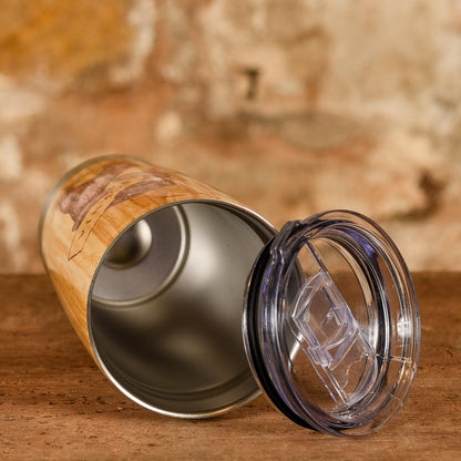  Wood Grain Stainless Steel Travel Mug - California Bear Hug