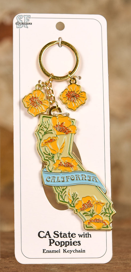  Keychain - California State With Poppies