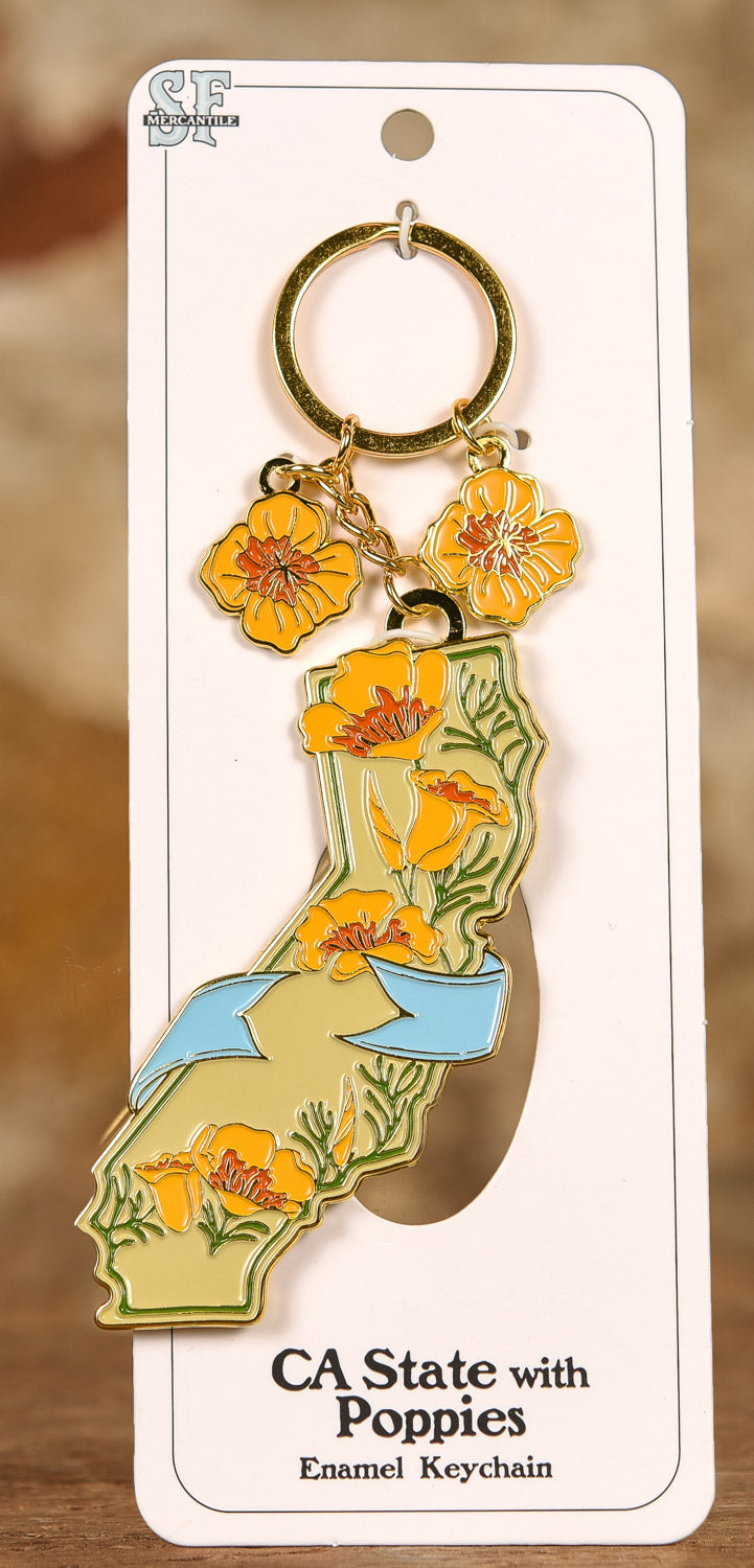  Keychain - California State With Poppies