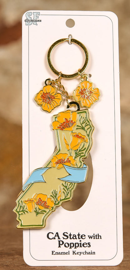  Keychain - California State With Poppies