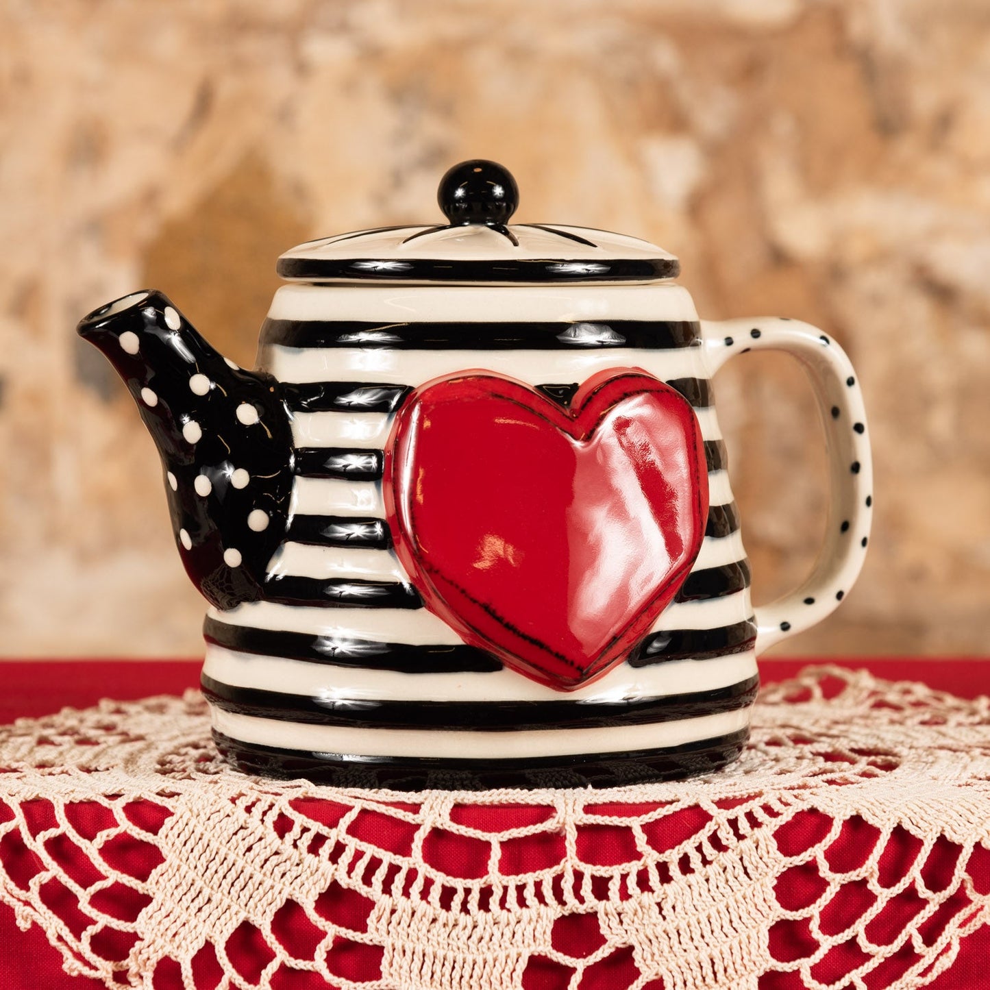 Striped Teapot With Heart