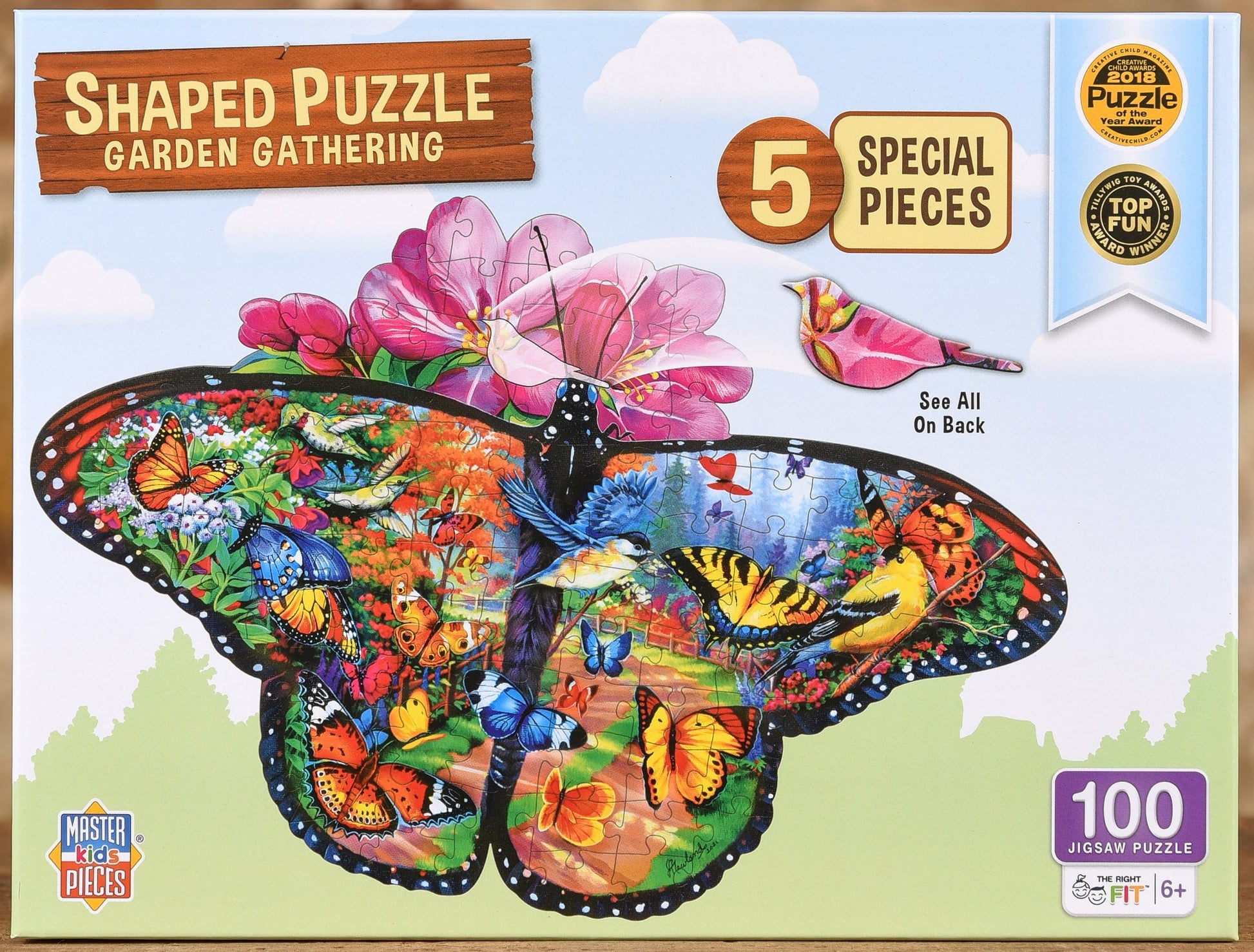  Garden Gathering - 100 Piece Butterfly Shaped Puzzle