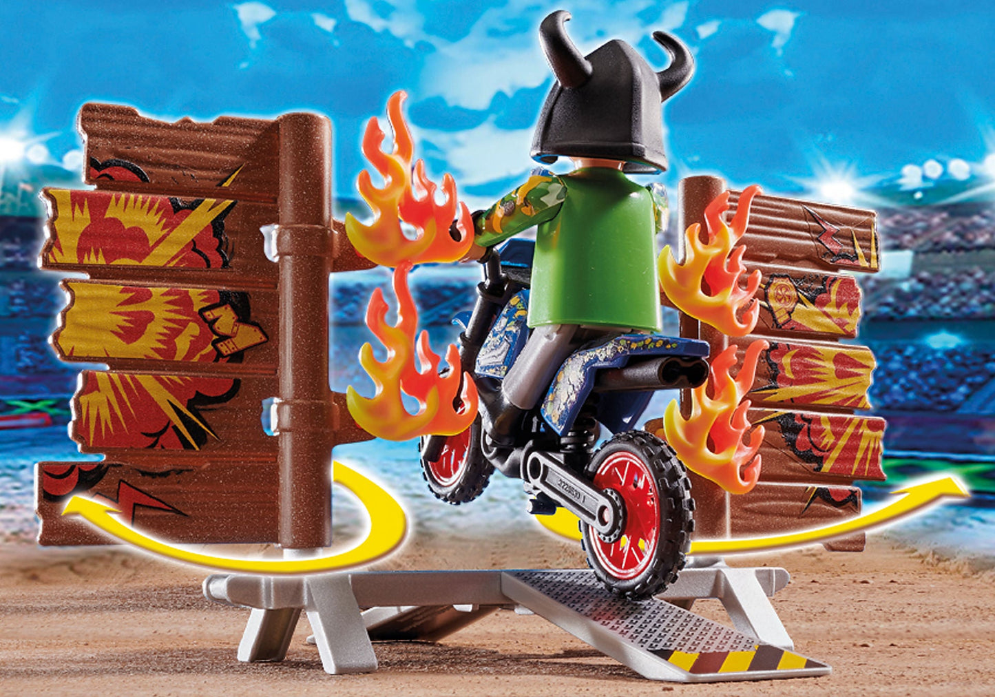  Playmobil - Stunt Show Motocross With Fiery Wall
