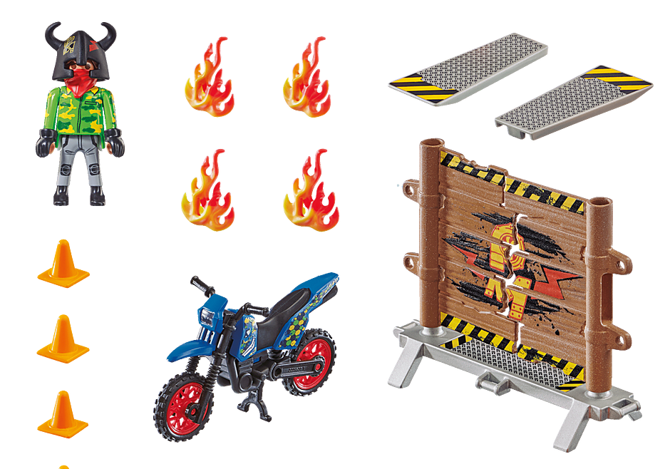  Playmobil - Stunt Show Motocross With Fiery Wall