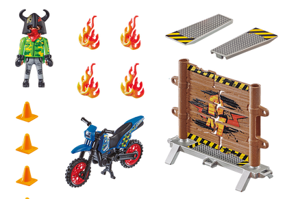  Playmobil - Stunt Show Motocross With Fiery Wall